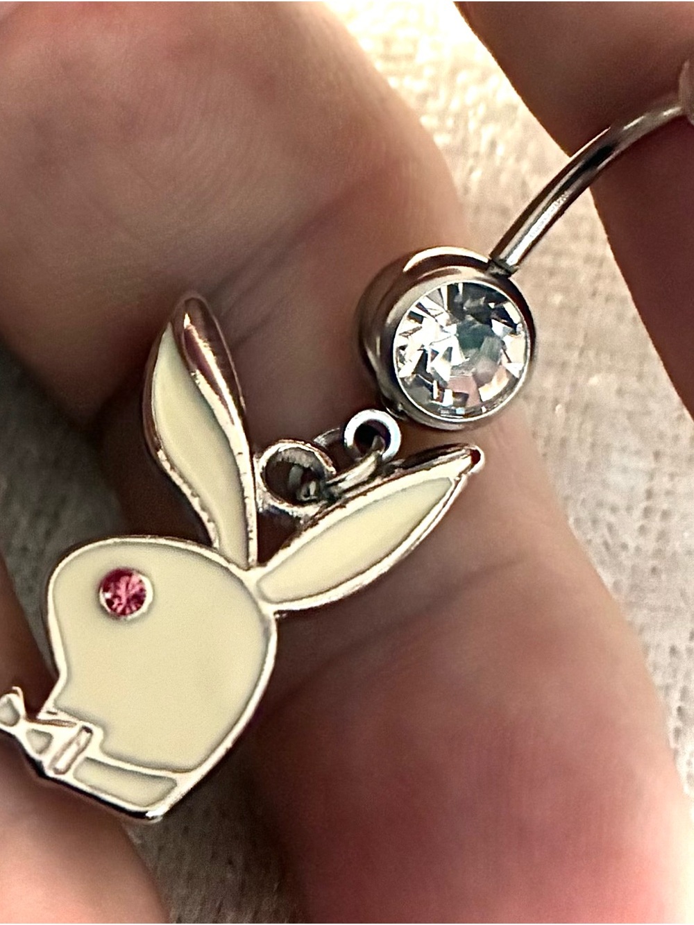 NAVEL BELLY RING white bunny